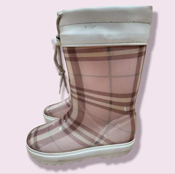 Burberry Pink Nova Check Girls Rainboots Boots